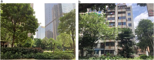 Figure 3. Images of two case study neighborhoods (Taken by author in 2021). a: Tancun (redevelopment). b: Yinggang (micro-renewal).