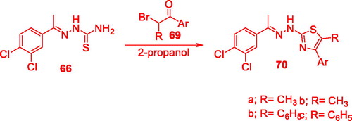 Scheme 22. Synthesis of thiazoles 70.