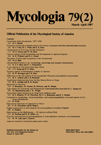 Cover image for Mycologia, Volume 79, Issue 2, 1987