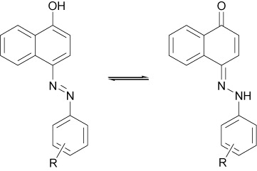 Scheme 6. Tautomerization in 4-arylazo-1-naphthol.