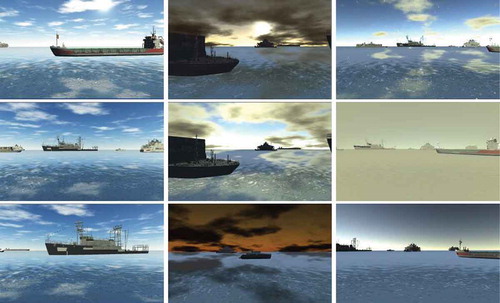 Figure 3. Image data collection of ocean scenes on sunny, dusk and cloudy days. The image includes a variety of ships with obvious light changes. These image data samples are difficult to obtain in real scenario