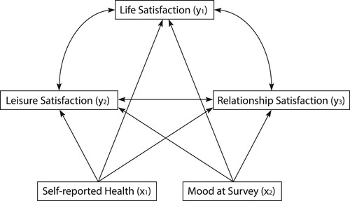 Figure 1. Graphical model describing partial associations between life and domain satisfaction variables.