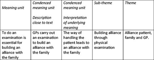 Figure 1. Examples of codes, condensed meaning units, sub-themes, and themes.