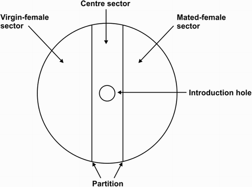 Figure 1. Testing arena for Experiment 1, as seen from above, made from transparent plastic.