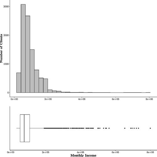 Fig. 2 Observed monthly income distribution.