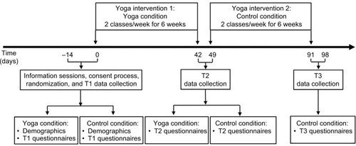 Figure 2 Temporal sequence of the yoga interventions and data collection for both groups Iyengar yoga group