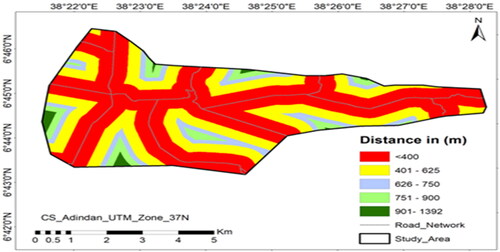 Figure 3. Suitability criteria based on reclassified distance from the road network.