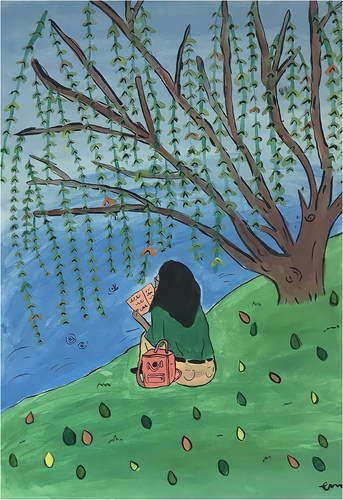 Figure 3a. Student C. By the river. (2018) Acrylic on paper. 42 × 59.4 cm.