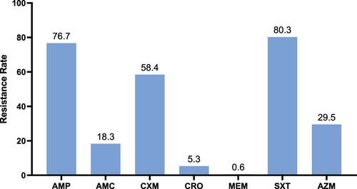 Figure 4 AMR rates of the H. influenzae population in this study.