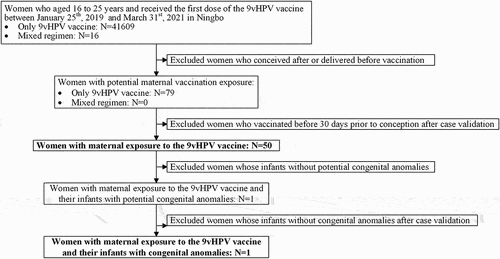 Figure 2. Flowchart of adverse pregnancy outcomes among women who received the 9vHPV vaccine.