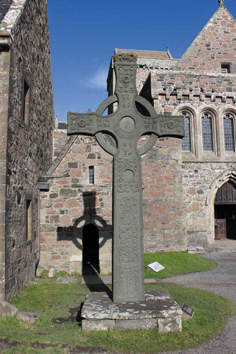 Figure 5. St John’s Cross replica casts a shadow on St Columba’s Shrine. Photographer Sally Foster.
