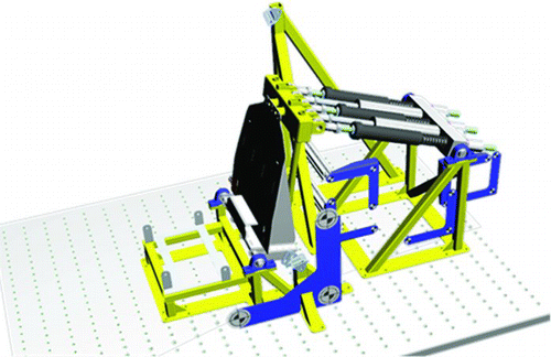 Fig. 1 Structure of the seat rig, showing the seat back reinforcement and spring–damper system (OEM [original equipment manufacturer] seat cushion and seat back not shown) (color figure available online).