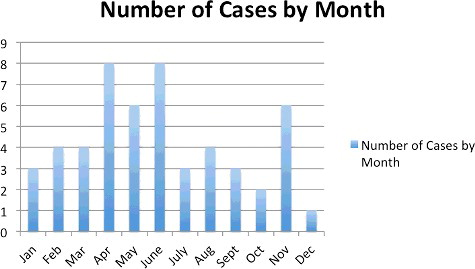 Figure 4. Number of cases by month.