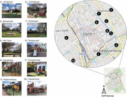 Figure 2. Dataset collection of 10 selected playgrounds in Delft.