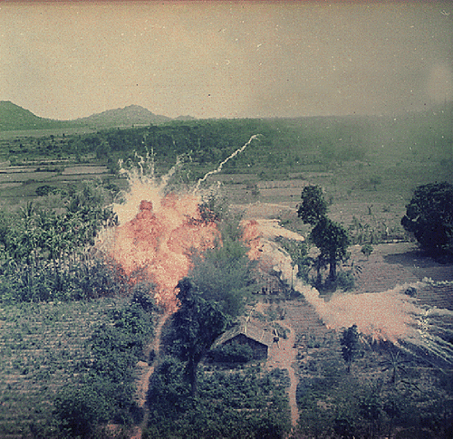 Figure 2. U.S. napalm bombs explode in South Vietnam, 1965. Source: U.S. National Archives, Identifier Number 542328.