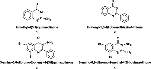 Figure 1 The quinazolinone derivatives 1, 2, 3 and 4 tested for the inhibition of ATCase.