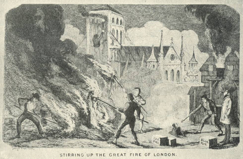 Figure 4. George Cruikshank, ‘Stirring up the Great Fire of London’, Comic Almanack, 1844, author collection.