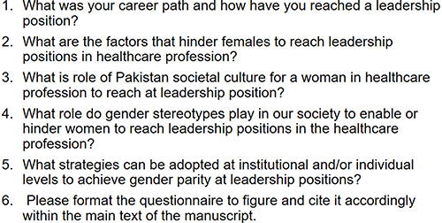 Figure 2 The questions used to conduct semi-structured interview.