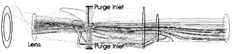 FIG. 17 Purge air deposition in the air curtain configuration.