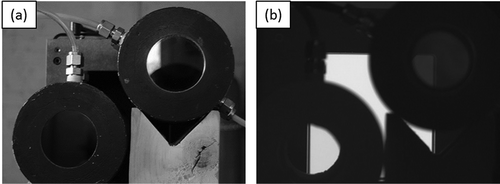 Figure 2. Experiment setup for Method 3. (a) visible picture; (b) infrared image.