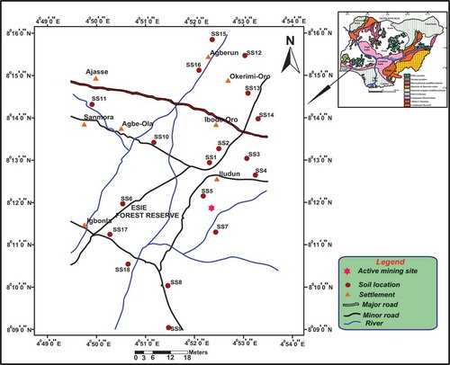 Figure 1. Location map of the study area showing sampling points.