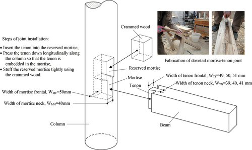 Figure 1. Schematic diagram of dovetail mortise-tenon joint model.