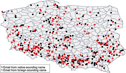 Figure 1. Geographic distribution of clubs in experiment.