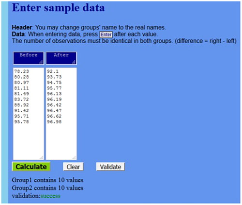 Figure 17. Online Paired T-Test Simulator.
