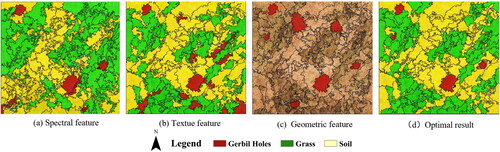 Figure 8. Classification results of UAV imagery based on spectral features, texture features and geometric features.
