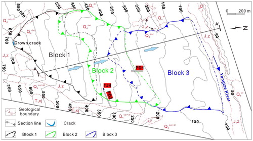 Figure 3. Topographic map of the Outang landslide.