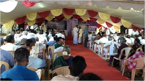 Figure 2. The official commemoration of Puducherry’s Transfer Day in the village of Kizhoor is a small-scale event. Here the audience awaits the commencement of the programme. Photo by the author, 2017.