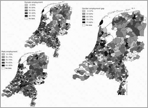 Fig. 2 Employment rates for Dutch municipalities, 2002