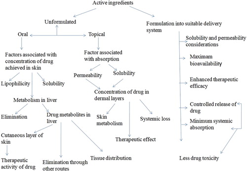 Figure 1. Fate of drugs in the skin in unformulated form or when it is formulated in a suitable drug delivery system.