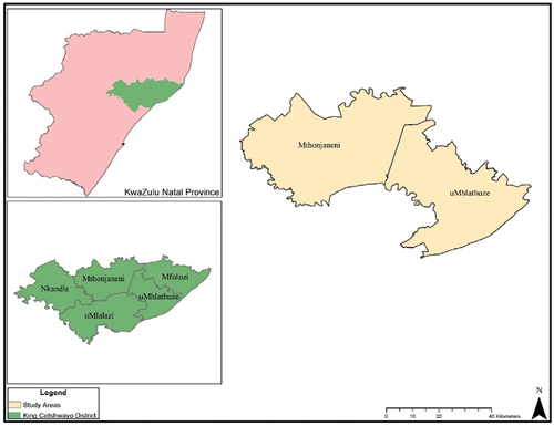 Figure 1. Map showing King Cetshwayo and the local municipalities in the area.
