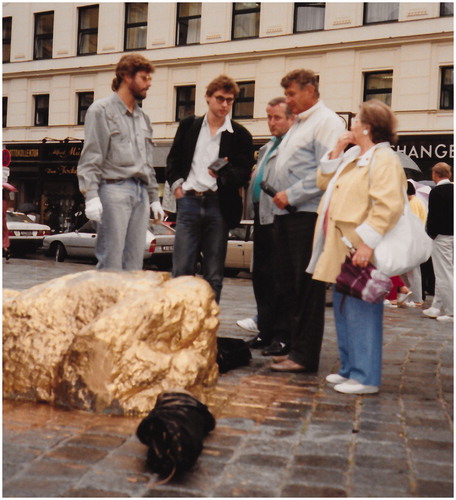 Figure 2. Johannes Angerbauer-Goldhoff. Tooth-Gold-Time-Gold. Vienna. 25 May 1990. Photographer unknown; courtesy of the artist. Photograph © Johannes Angerbauer-Goldhoff.