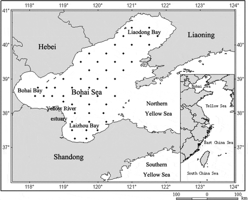 FIGURE 1. Sampling stations in the Bohai Sea, 1959–2010.