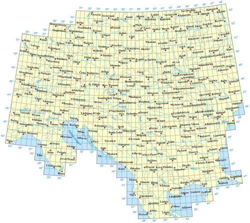 Figure 2. The mapped area of the 1:200,000 scale derived maps of the Third Military Survey.