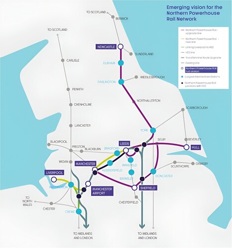 Figure 4. Preferred vision for NPR, including a station in Bradford (TfN Citation2019).