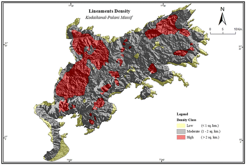 Figure 7. Lineament density. Source: Generated both from SRTM and Landsat 8 OLI satellite images.