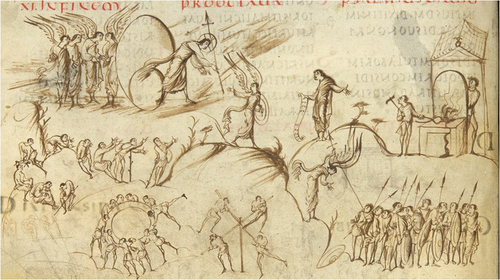 Figure 1. The Utrecht Psalter (Utrecht, Universiteitsbibliotheek, MS 32), Psalm 11, folio 6v, https://psalter.library.uu.nl/page/20.