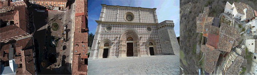 Figure 4. Case studies: (a) Palazzo Square, (b) Collemaggio Basilica, (c) Fontecchio.