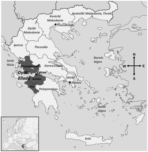 Figure 2. Dytiki Ellada, Greece.Source: Based on http://en.wikipedia.org/wiki/File:Periferia_Dytikis_Elladas.png/.