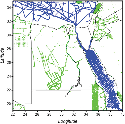 Figure 1. The utilised gravity data set’s distribution.