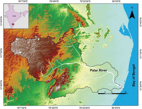 Figure 1. Location map of the study area with Palar River drainage basin.