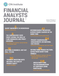 Cover image for Financial Analysts Journal, Volume 79, Issue 4, 2023