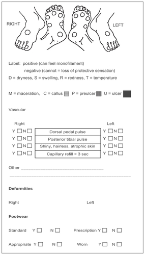 Appendix 1 King Abdulaziz Medical City Diabetic Foot Program screening sheet.