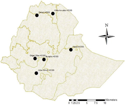 Figure 1. Location of health and demographic surveillance site, Ethiopia.