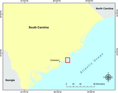 Figure 1. Location map of the Capers Inlet Quadrangle, South Carolina study area.