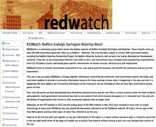 Figure 2 REDWatch website (see: http://www.redwatch.org.au).