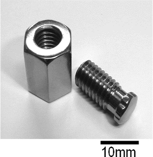 Figure 35. A set of pure Ti bolt and nut with the harmonic structure.